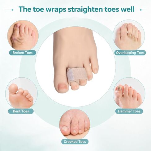 12 Pack Fabric Hammer Toe Correctors, Broken Toe Wrap, Reusable Buddy Tape Splints Straightener, Crooked Bent Toes, Bunions Support & Protection (Skin Color) in Kuwait