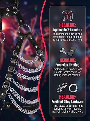 Punk Layered Chest Chain,Leather Bra CageStyle Shoulder Strap,Punk Black Leather Chest Harness Body Waist Chain Belt Rave Nightclub Belly Bra Jewelry Accessor for Halloween Carnival in Saudi Arabia