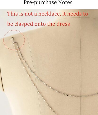 Longita Silver Back Necklace for Backless Dress Back Jewelry Backdrop Necklace Back Chain Silver Body Chain Jewelry for Women Sexy Trendy Dainty Bride Bridesmaid Evening Gown Prom Accessories in Kuwait