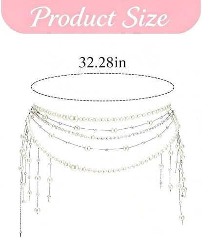 Multilayer Pearl Tassel Waist Chain– Elegant Pearl Belts for Women with Tassel Design, Adjustable Waist Chain Belt for Wedding Dress in Saudi Arabia