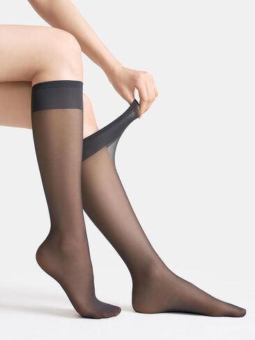 leg elegant Sheer Knee High Stockings for Women, 6 Pairs Knee High Transparent Toes Nylons Pantyhose for Women (Gray, 004) in Saudi Arabia