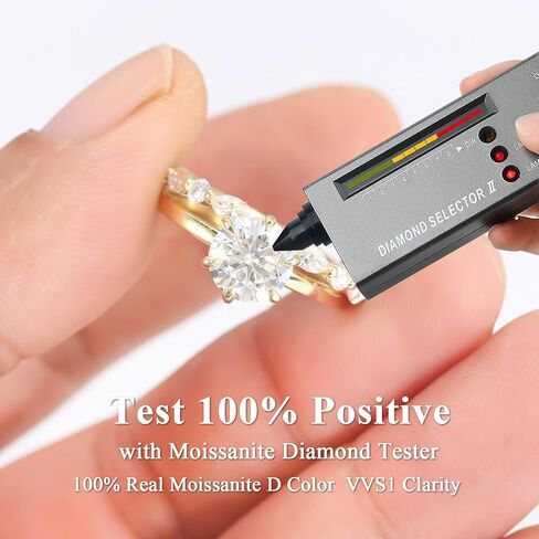 Moissanite Wedding Ring Bridal Set for Women, 3.3CTTW(2CT Center) Round Cut 9K Gold Plated D Color VVS1 Clarity, 925 Sterling Silver Wedding Band Engagement Rings for Her in Saudi Arabia