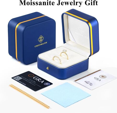 Moissanite Wedding Ring Bridal Set for Women, 3.3CTTW(2CT Center) Round Cut 9K Gold Plated D Color VVS1 Clarity, 925 Sterling Silver Wedding Band Engagement Rings for Her in Saudi Arabia