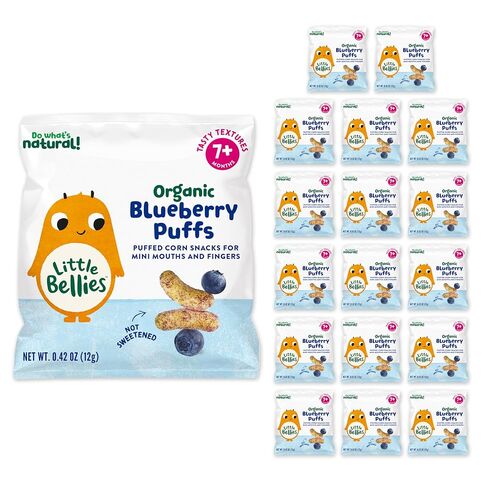Little Bellies Organic Puffs Variety Pack, Blueberry & Apple and Cinnamon (Pack of 18) in Kuwait