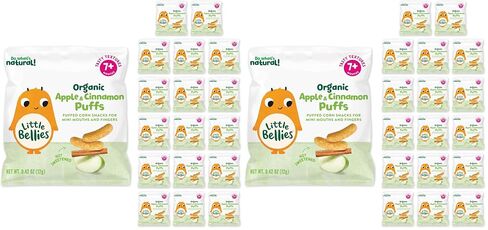 Little Bellies Organic Puffs Variety Pack, Blueberry & Apple and Cinnamon (Pack of 18) in Saudi Arabia