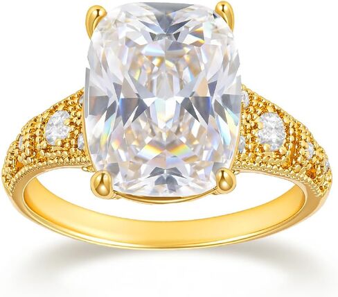 5CT Elongated Cushion Cut Engagement Ring For Women, Wedding Promise Cubic Zirconia Band, 18K gold rings for women Eternity Rings in Saudi Arabia