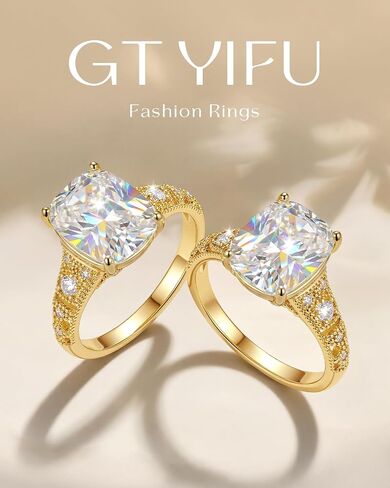 5CT Elongated Cushion Cut Engagement Ring For Women, Wedding Promise Cubic Zirconia Band, 18K gold rings for women Eternity Rings in Saudi Arabia