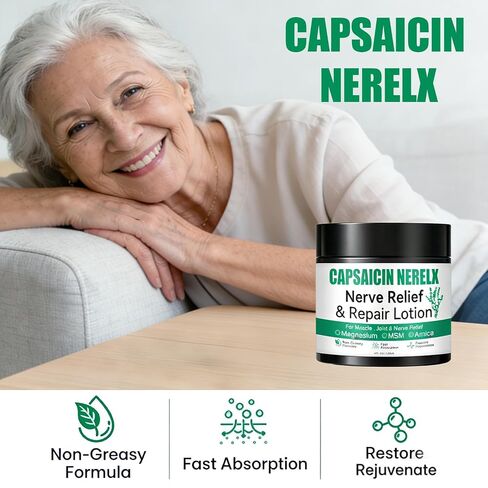 Capsacin Nerve Total Relief Cream with Arnica, Menthol, MSM and Glucosamine for Body Joint Areas, Feet, Hands, Legs, Muscles, Joints, and Waist, 100g in Saudi Arabia