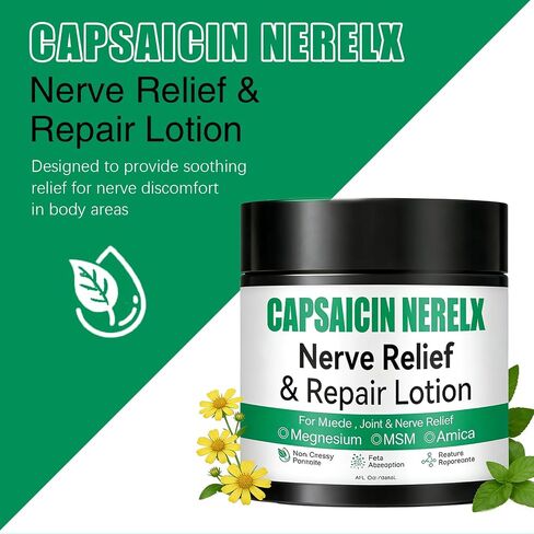Capsacin Nerve Total Relief Cream with Arnica, Menthol, MSM and Glucosamine for Body Joint Areas, Feet, Hands, Legs, Muscles, Joints, and Waist, 100g in Saudi Arabia