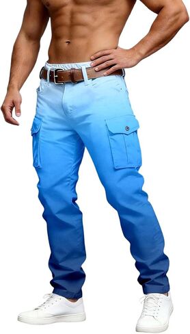 Mens Cargo Work Pants Baggy Straight Wide Leg Pants with Pockets Loose Fit Streetwear Casual Business Trousers in Saudi Arabia