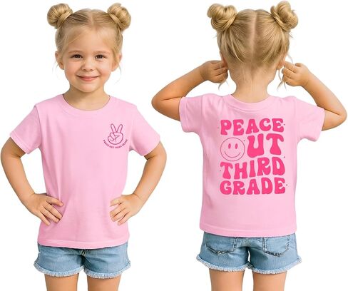 KEKEMI Kid Girls Last Day of School Shirt Peace Out First/Second/Third Grade Tshirt School Graduation Tees Summer Tops 7-9Y in Kuwait