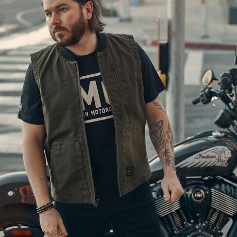 Indian Motorcycle Men's Nevada Vest, Dark Green - 2864645 in Kuwait