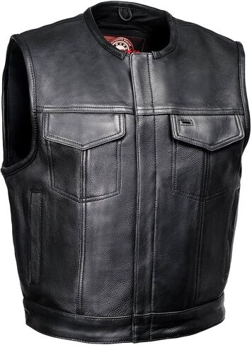 MILWAUKEE MOTORCYCLE CLOTHING CO. Men's Premium Black Leather Club Style Biker Vest in Saudi Arabia