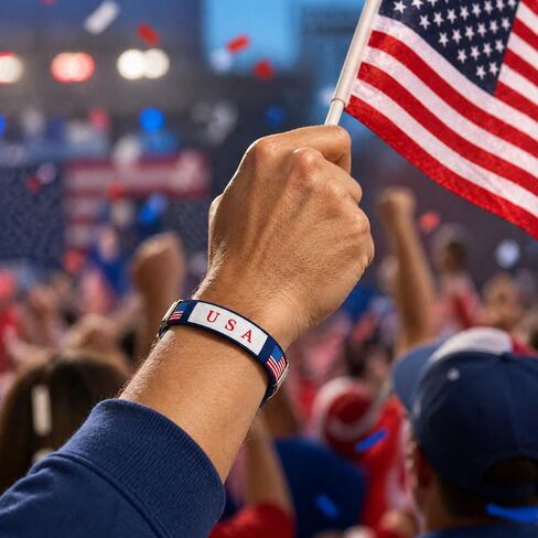 2 Pack Country Flag Bracelets, Embroidered Thread Woven Band Bracelets for Soccer Fans, Patriotic Open Cuff Wristbands, World Cup Party Supplies Decorations in Saudi Arabia