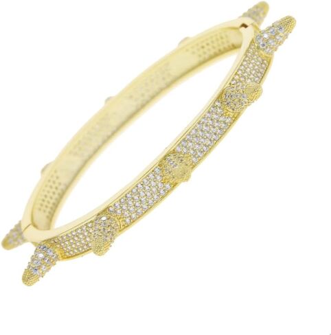 14K Gold Over S925 Pointed Edge Hip-Hop Bangle – Fully Studded Moissanite Bangle for Men. A Bold Statement Gift for the Fearless,Dad Gift in Kuwait