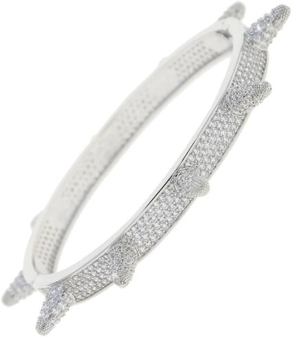 14K Gold Over S925 Pointed Edge Hip-Hop Bangle – Fully Studded Moissanite Bangle for Men. A Bold Statement Gift for the Fearless,Dad Gift in Kuwait