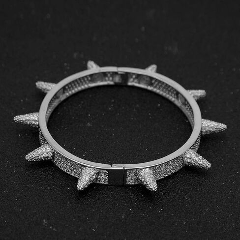 14K Gold Over S925 Pointed Edge Hip-Hop Bangle – Fully Studded Moissanite Bangle for Men. A Bold Statement Gift for the Fearless,Dad Gift in Kuwait