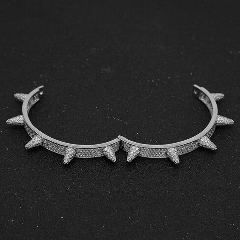 14K Gold Over S925 Pointed Edge Hip-Hop Bangle – Fully Studded Moissanite Bangle for Men. A Bold Statement Gift for the Fearless,Dad Gift in Kuwait