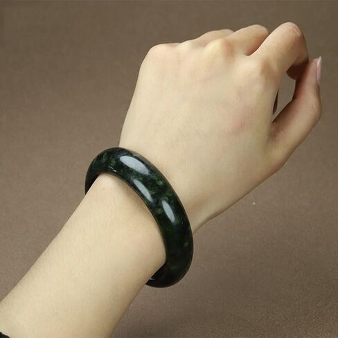 Natural Black Green Jade Bangle Bracelet for Women, Retro Chinese Style Gemstone Jewelry in Saudi Arabia