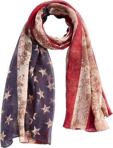 Vintage American Flag Scarf Lightweight Shawl Fashion Patriotic Unisex All Season Soft Scarf in Saudi Arabia