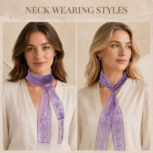 Women's Scarf Lace Sheer Mesh Scarves for Women Lightweight Fashion Neck Scarfs Belt Accessory for Dress Shirt in Kuwait