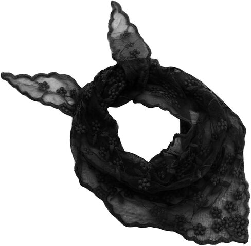 Lace Bandanas for Women, Triangular Head Scarves Floral Neck Scarf Vintage Hair Scarf for Party Travel Casual in Saudi Arabia