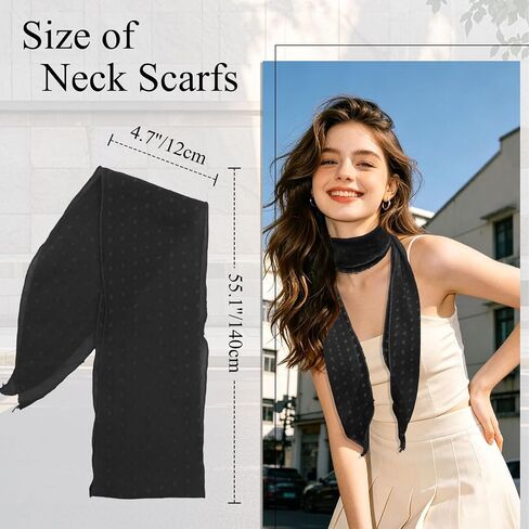 Polka Dots Scarf for Women, Removable Flower Womens Scarves Lightweight Neck Scarfs for Party Prom Date in Saudi Arabia