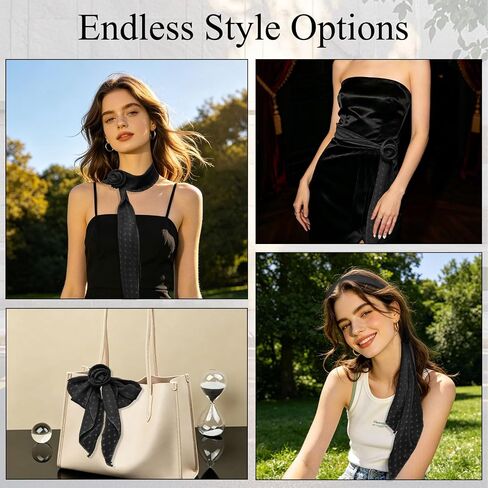 Polka Dots Scarf for Women, Removable Flower Womens Scarves Lightweight Neck Scarfs for Party Prom Date in Saudi Arabia