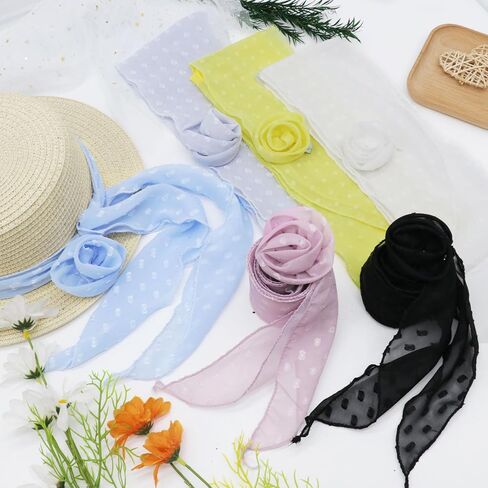 Polka Dots Scarf for Women, Removable Flower Womens Scarves Lightweight Neck Scarfs for Party Prom Date in Saudi Arabia