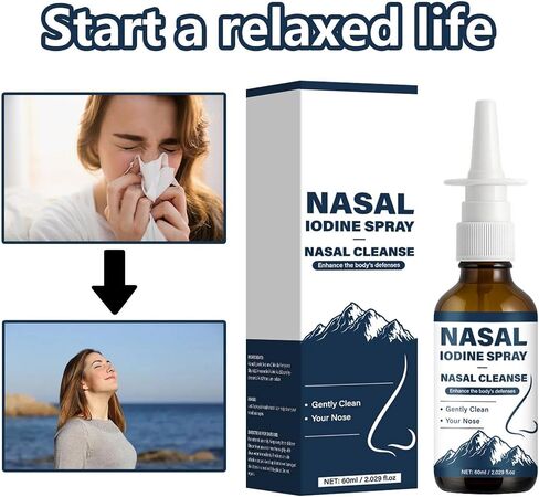 رذاذ الأنف من نوترامد اليود، رذاذ تنظيف وعناية يومي للأنف مع اليود وحمض الفولفيك، رذاذ أنفي غير طبي للهواء الجاف والسفر والاستخدام اليومي (قطعة واحدة) in Kuwait
