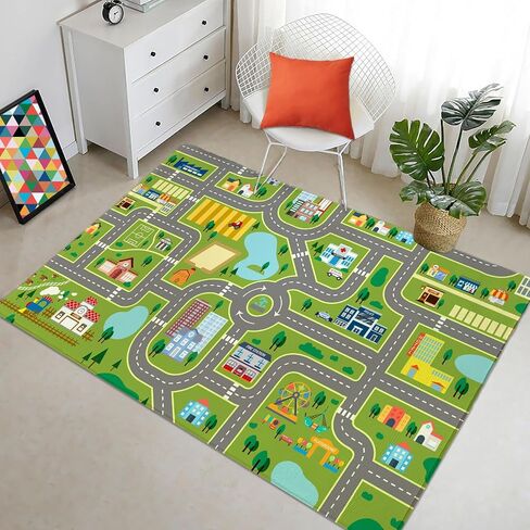 AUSTAB Kids Room Rug City Life Great for Playroom Classroom Bedroom - Non-Slip City Pretend Room Mat (Large- 5 x 7 FT) in Saudi Arabia