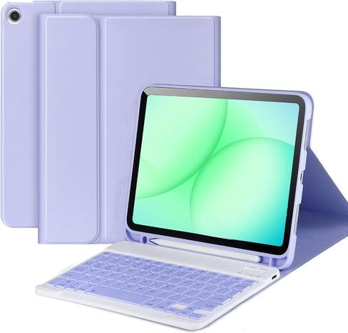 Compatible for Galaxy Tab A9 Plus/A9+ 11 Inch 2023 With Keyboard Case Model SM-X210/X216/X218, Wireless Bluetooth Keyboard Cover Compatible for Samsung Galaxy Tablet A9+ Built-in Pencil Holder- Purple in Kuwait