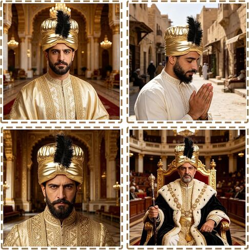XGOPTS Arab Sultan Indian Turban Hat Halloween Golden Pleated Plume Arab Sultan Cap Arabic Feather Swami Hat Headwrap Cosplay in Kuwait