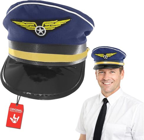 Nicky Bigs Novelties Morph Adult Navy Blue Pilot Airline Captain Hat Airplane Aviator Halloween Costume Cap in Kuwait