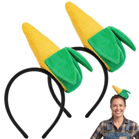 Hoteam 2 Pcs Corn Cob Headband Costume Fall Thanksgiving Holiday Headband for Women Skincare Spa Face Washing Hairband Christmas Corn Costume Masquerade Party in Kuwait