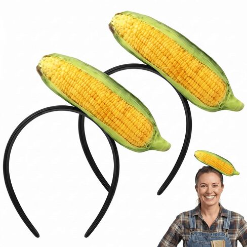 Hoteam 2 Pcs Corn Cob Headband Costume Fall Thanksgiving Holiday Headband for Women Skincare Spa Face Washing Hairband Christmas Corn Costume Masquerade Party in Kuwait