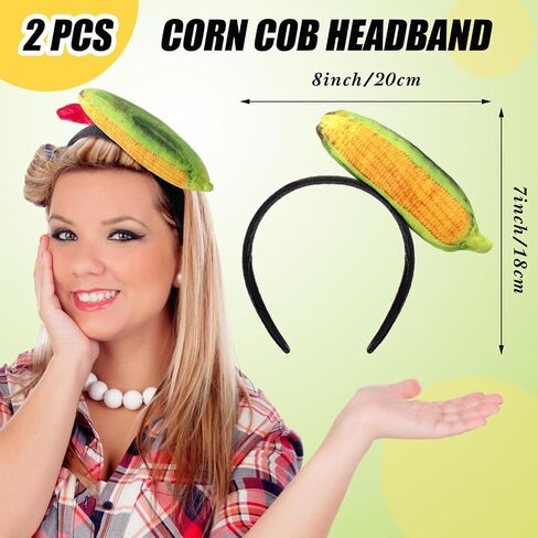 Hoteam 2 Pcs Corn Cob Headband Costume Fall Thanksgiving Holiday Headband for Women Skincare Spa Face Washing Hairband Christmas Corn Costume Masquerade Party in Kuwait
