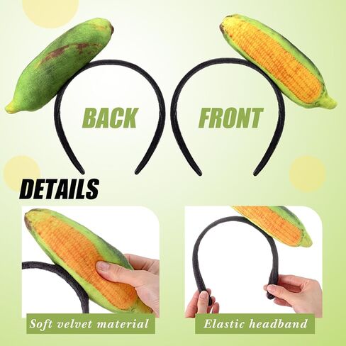 Hoteam 2 Pcs Corn Cob Headband Costume Fall Thanksgiving Holiday Headband for Women Skincare Spa Face Washing Hairband Christmas Corn Costume Masquerade Party in Kuwait