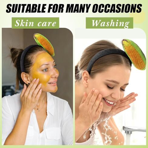 Hoteam 2 Pcs Corn Cob Headband Costume Fall Thanksgiving Holiday Headband for Women Skincare Spa Face Washing Hairband Christmas Corn Costume Masquerade Party in Kuwait
