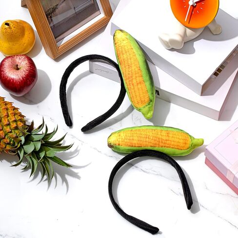 Hoteam 2 Pcs Corn Cob Headband Costume Fall Thanksgiving Holiday Headband for Women Skincare Spa Face Washing Hairband Christmas Corn Costume Masquerade Party in Kuwait