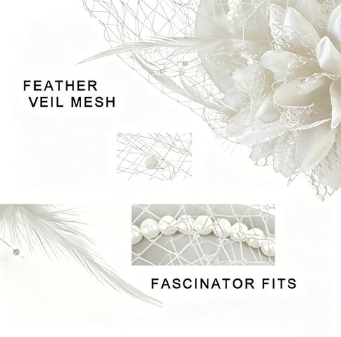 Vintage Feather Fascinator Pillbox Hat with Veil - Fascinator Tea Parties Hats Church Hat for Women in Kuwait