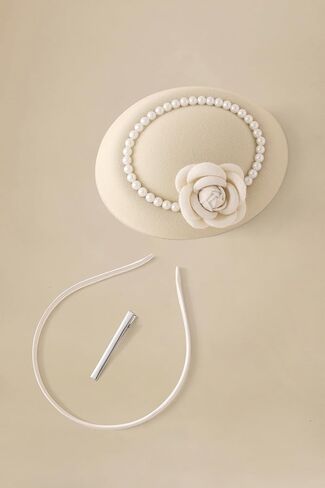 قبعات BABEYOND Fascinators للنساء - قبعة حفلات الشاي Kentucky Fascinator Derby Flower Pillbox مع اللؤلؤ لحفلات الزفاف in Kuwait