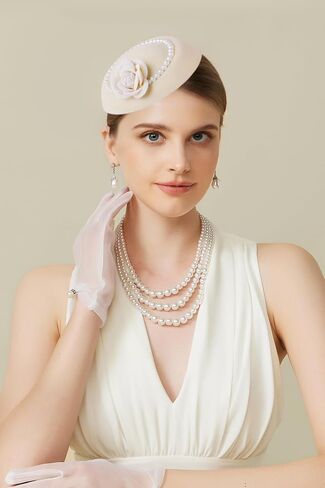 قبعات BABEYOND Fascinators للنساء - قبعة حفلات الشاي Kentucky Fascinator Derby Flower Pillbox مع اللؤلؤ لحفلات الزفاف in Kuwait