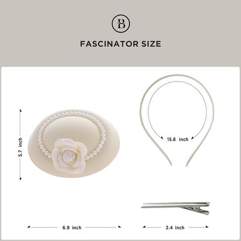 قبعات BABEYOND Fascinators للنساء - قبعة حفلات الشاي Kentucky Fascinator Derby Flower Pillbox مع اللؤلؤ لحفلات الزفاف in Kuwait
