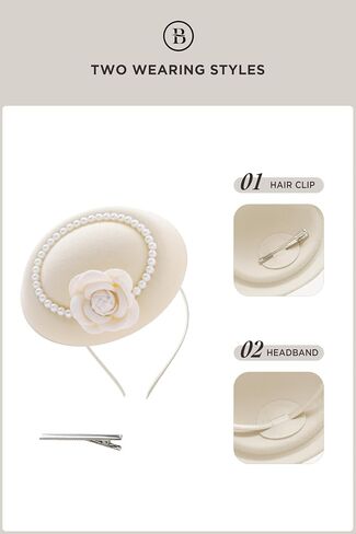 قبعات BABEYOND Fascinators للنساء - قبعة حفلات الشاي Kentucky Fascinator Derby Flower Pillbox مع اللؤلؤ لحفلات الزفاف in Kuwait