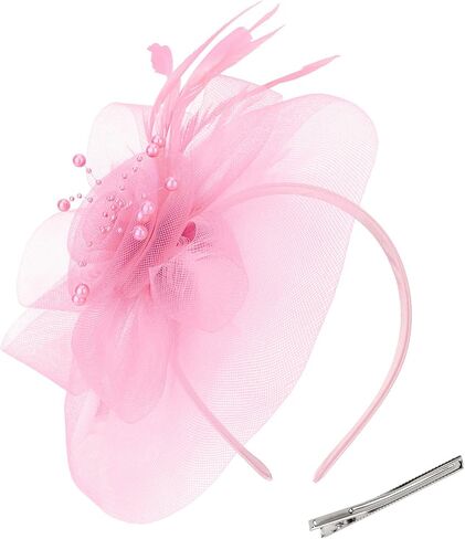 AMCAMI Fascinators Hats with Feather for Women 2026 Derby Hats Tea Party Hat with Headband and Clip in Saudi Arabia