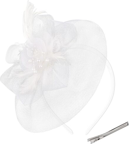 قبعات AMCAMI Fascinators مع ريش للنساء 2026 قبعات ديربي قبعة حفلات الشاي مع عصابة رأس ومشبك in Kuwait