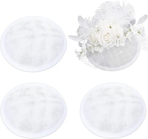 4pcs Fascinator Base with Headband White, 5 Inch Linen Mesh Millinery Round Hat Base for DIY Wedding Party Fascinator Kit and Hats Making Supplies 20s 50s Cocktail Hats DIY Headwear Craft in Saudi Arabia