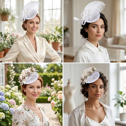 4pcs Fascinator Base with Headband White, 5 Inch Linen Mesh Millinery Round Hat Base for DIY Wedding Party Fascinator Kit and Hats Making Supplies 20s 50s Cocktail Hats DIY Headwear Craft in Saudi Arabia