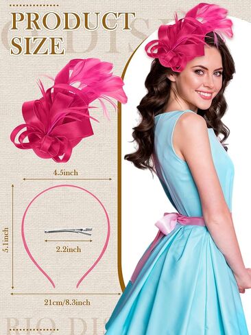 Suncalla 8 Pcs Fascinators Hat for Women Tea Party Headband with Feather Mesh Flower Derby Hat Hair Clip for Wedding Cocktail in Kuwait